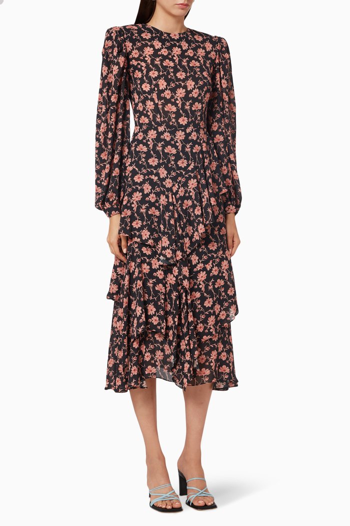 

Rosemary Floral Dress, Black
