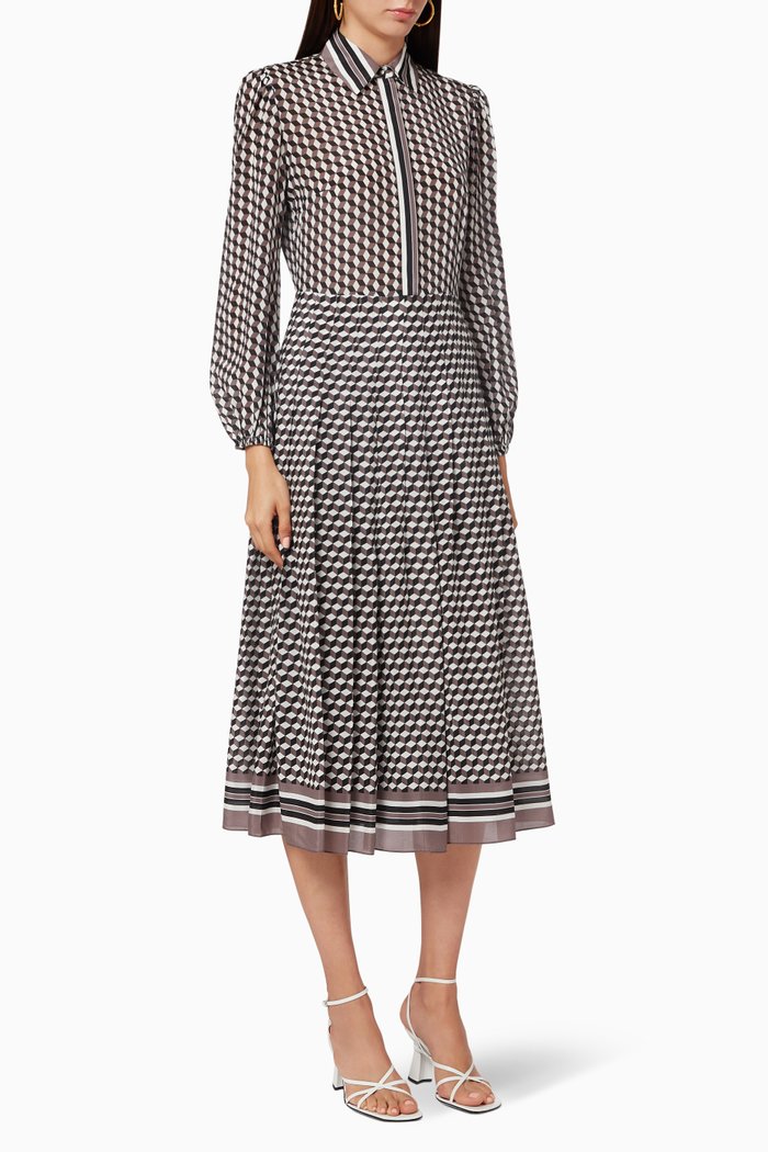 

Anna Printed Silk Dress, Black