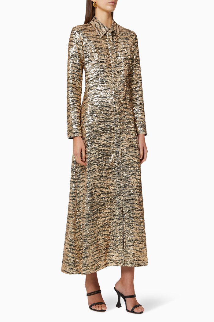 

Moya Sequin Embellished Shirt Dress, Gold
