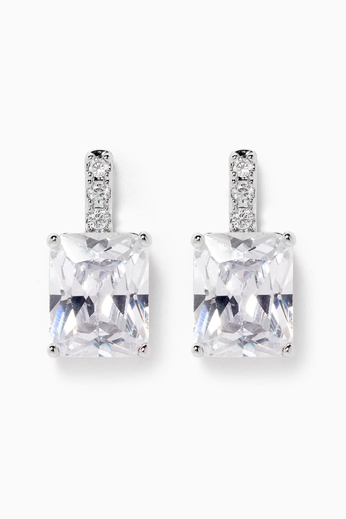 

Stone Drop Earrings, Silver