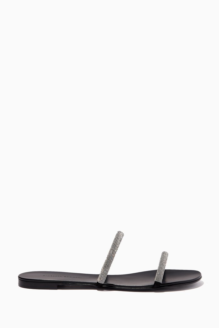 

Croisette Sandals in Crystal-Embellished Suede, Black