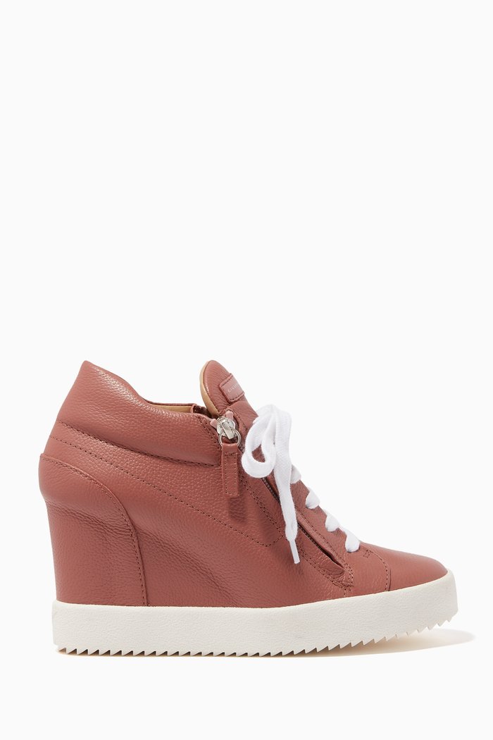 

Addy 75 Wedge Sneakers in Leather, Pink