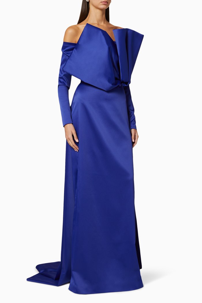 

Bow Satin Gown, Blue