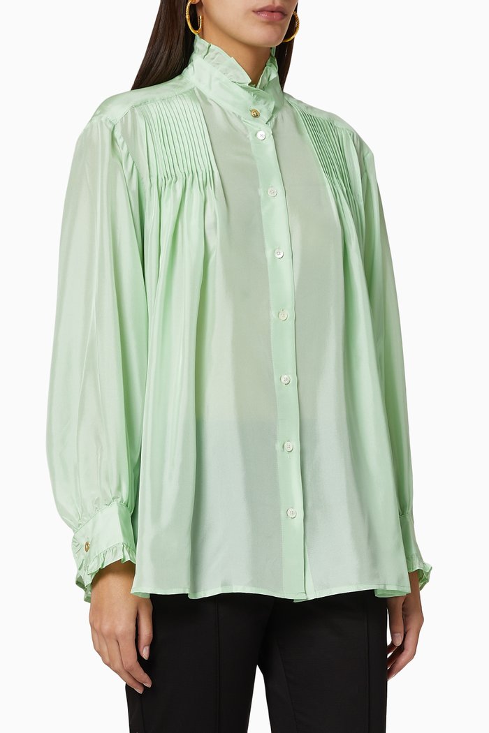 

Don't Overthink It Silk Shirt, Green