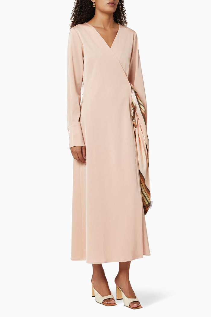 

Scarf Crêpe Wrap Dress, Pink