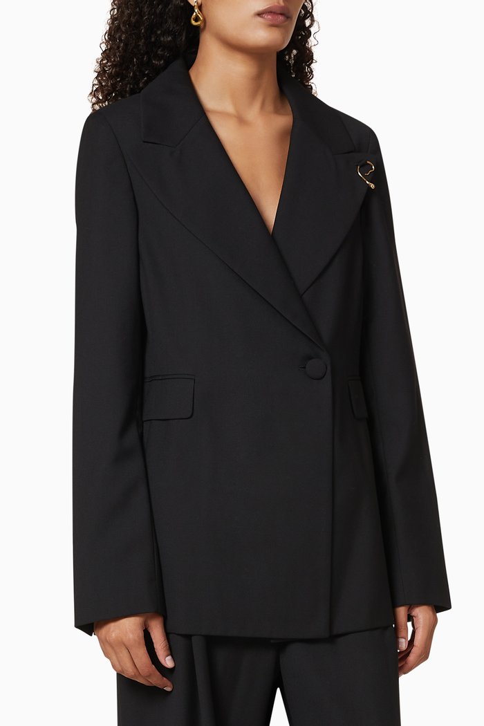 

Beam Double-Breasted Wool Blazer, Black