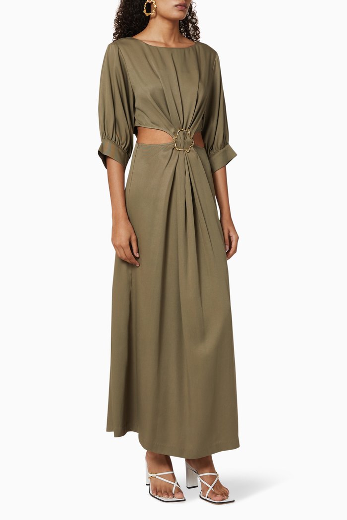 

Joie Cut-Out Buckle Embellished Dress, Green