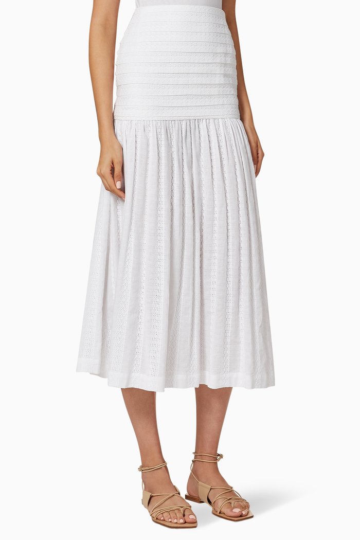 Elodie Cotton Midi Skirt, Neutral