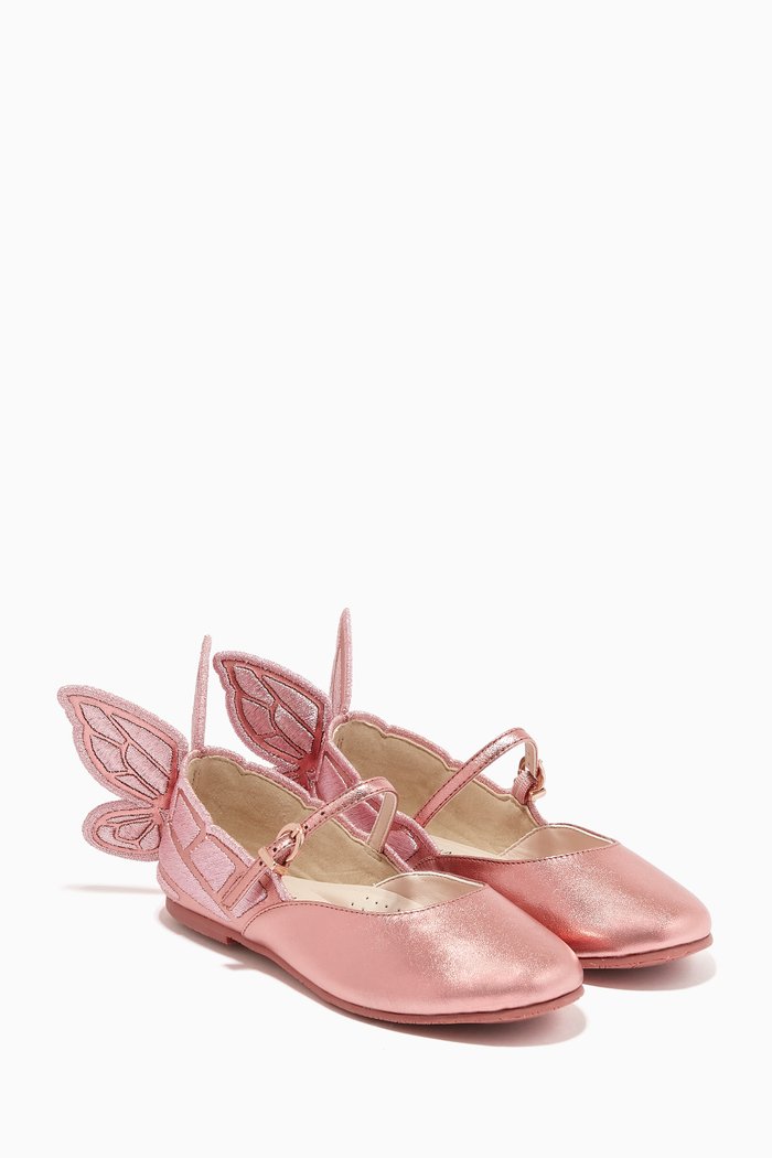 Chiara Mini Flats in Metallic Leather, Pink