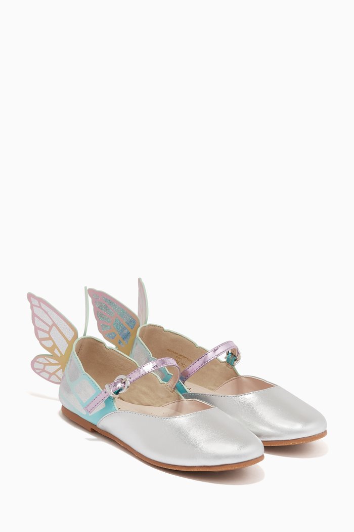 

Chiara Ballerina Flats in Leather, Silver