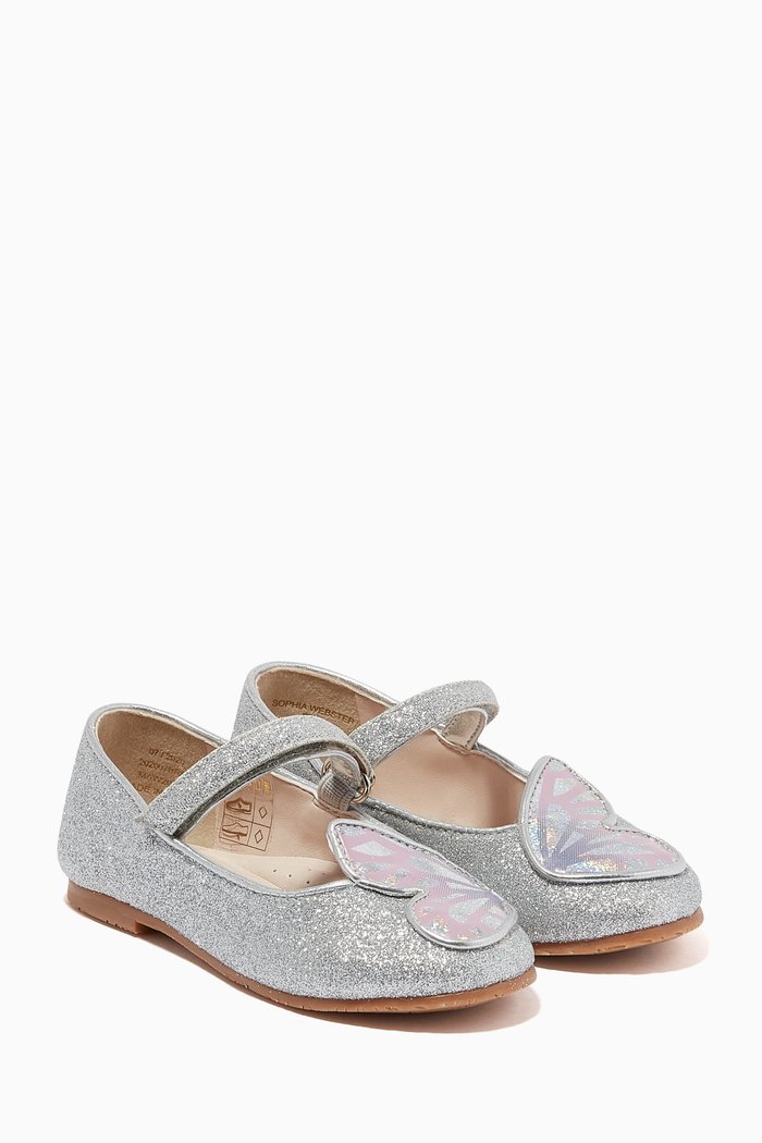 

Butterfly Ballerina Flats, Silver