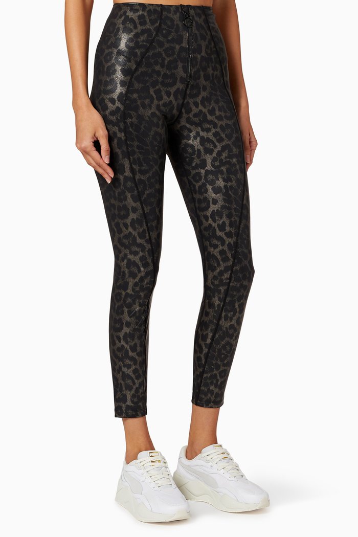 

Leopard Zip Front Legging, Grey