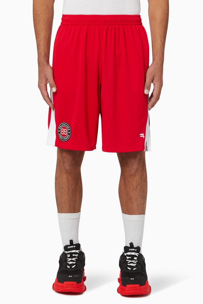 

Soccer Shorts in Sporty Mesh Jersey, Red