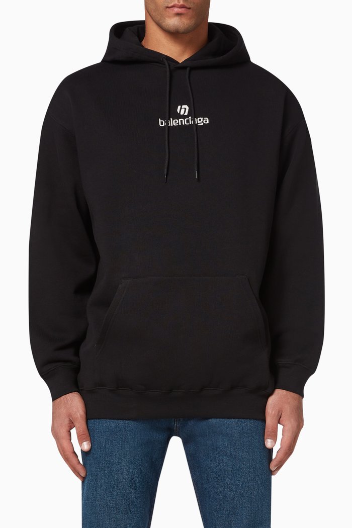 

Sponsor Medium Fit Hoodie in Organic Fleece, Black