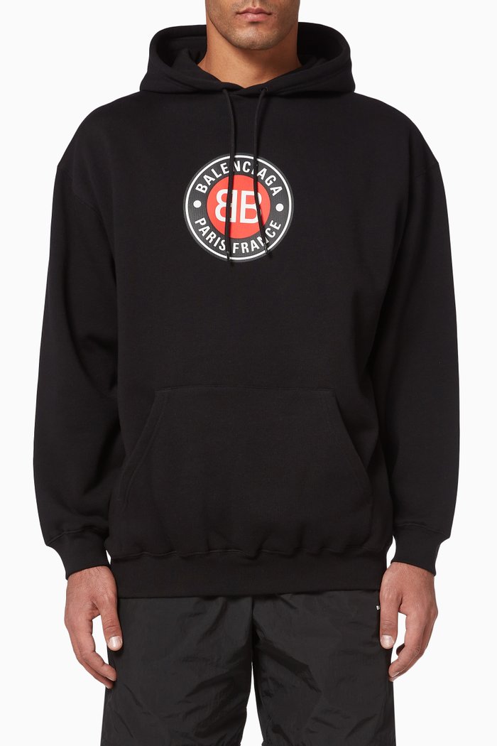 

Club Logo Medium Fit Hoodie in Organic Fleece, Black
