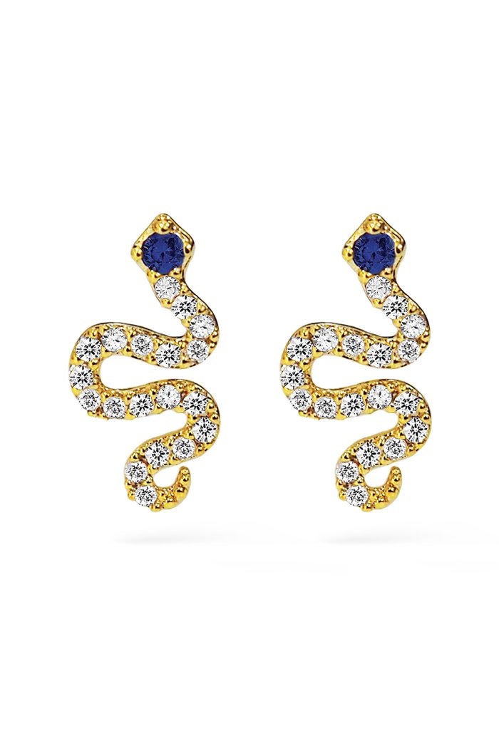 

Pavé CZ Snake Studs, Blue