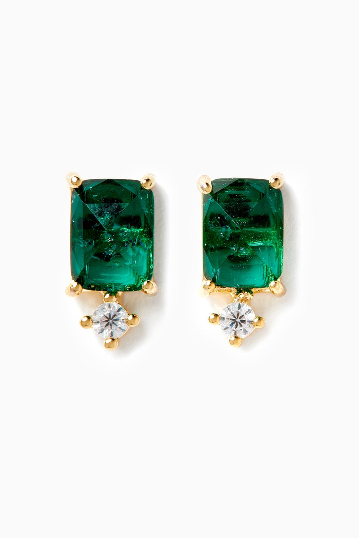 

Emerald Glass Stone Studs, Green