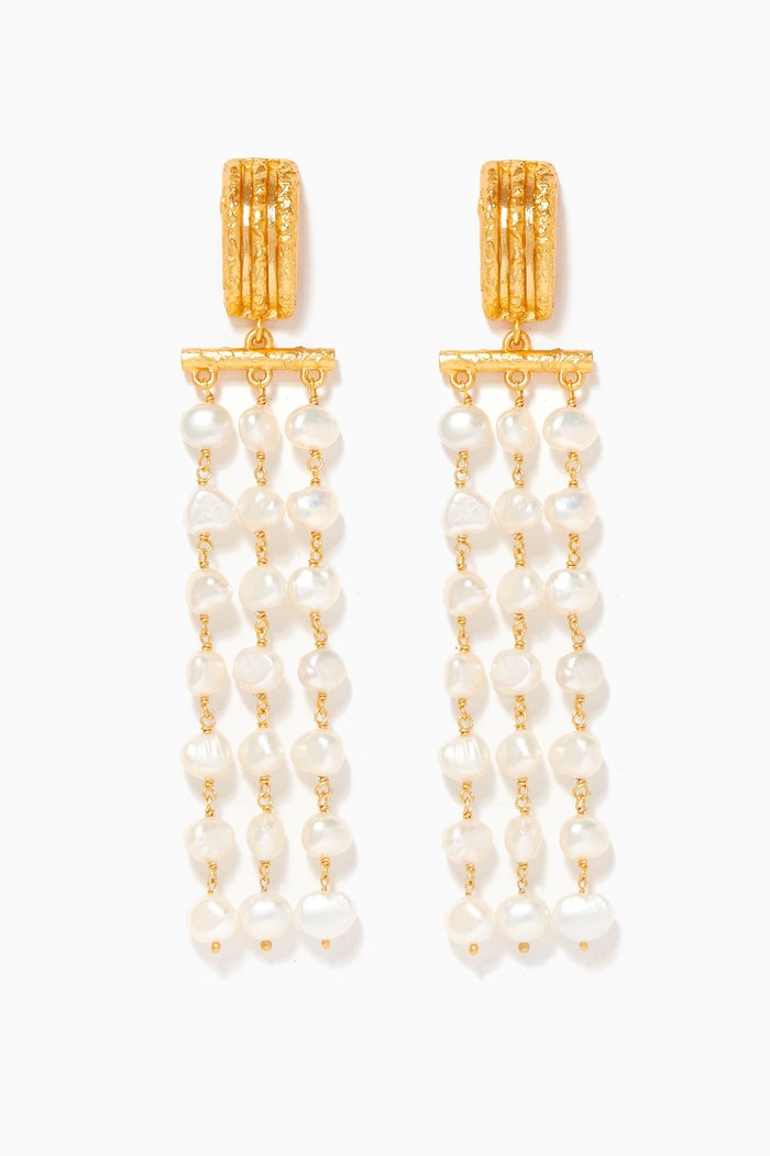 

Shore Pearl Embellished Gold Plated Earrings, White