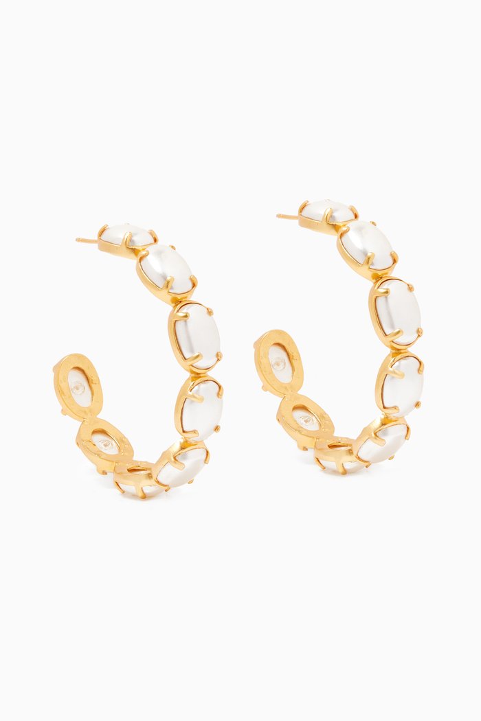 Como Jade & Lapis Gold Plated Hoop Earrings, White