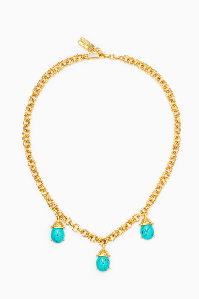 

Jewel Turquoise Gold Plated Necklace, Blue