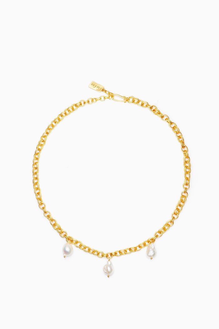 

Jewel Turquoise Gold Plated Necklace, White