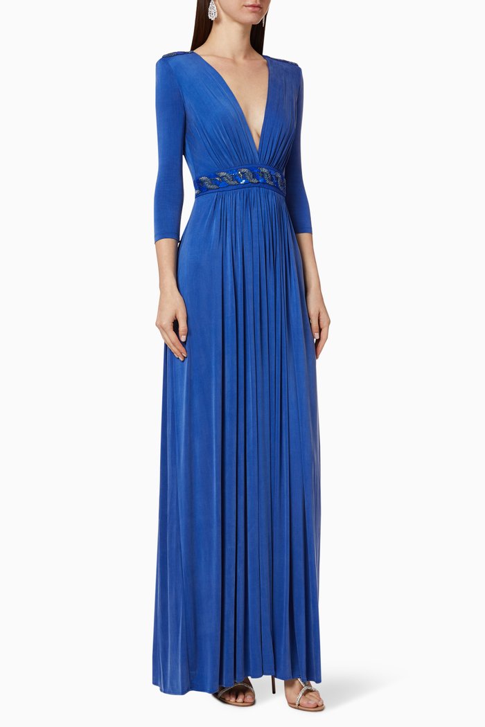 

Chain Embroidered Maxi Dress, Blue