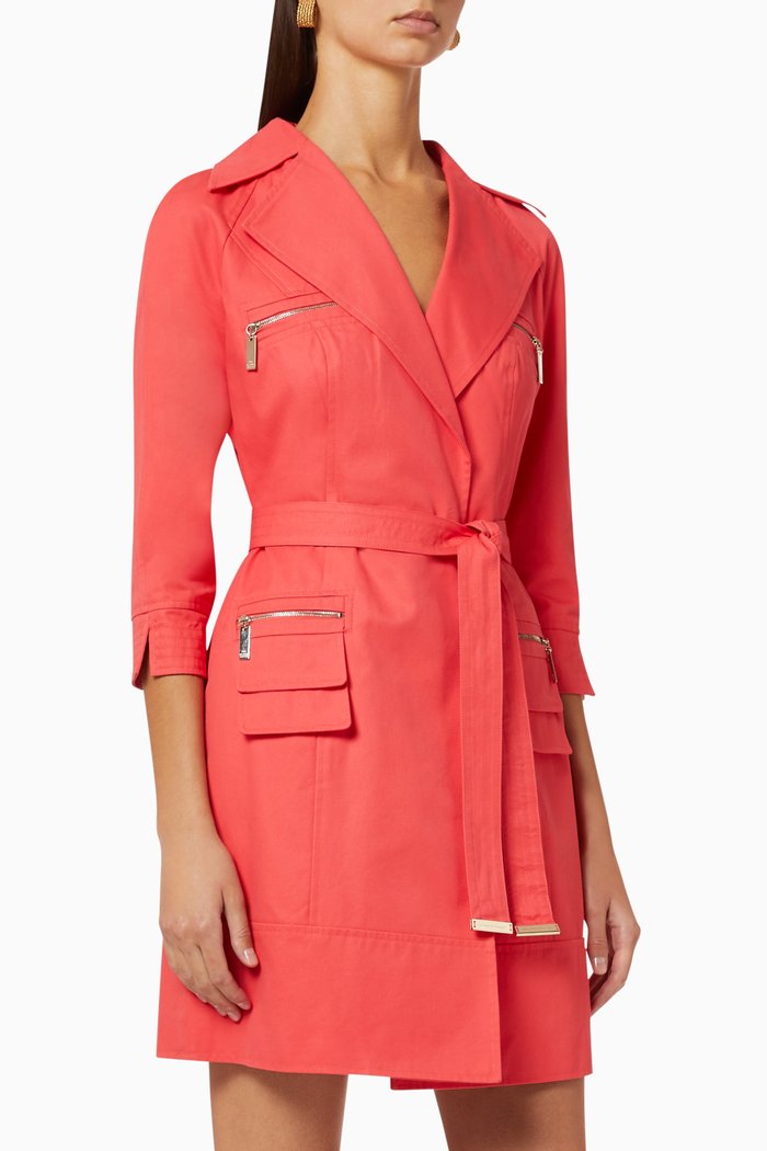 

Belted Gabardine Dress, Pink