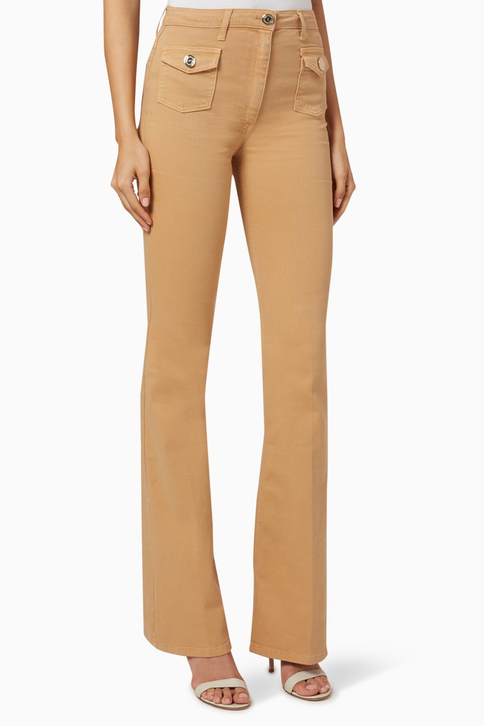 

Denim Flared Pants, Brown