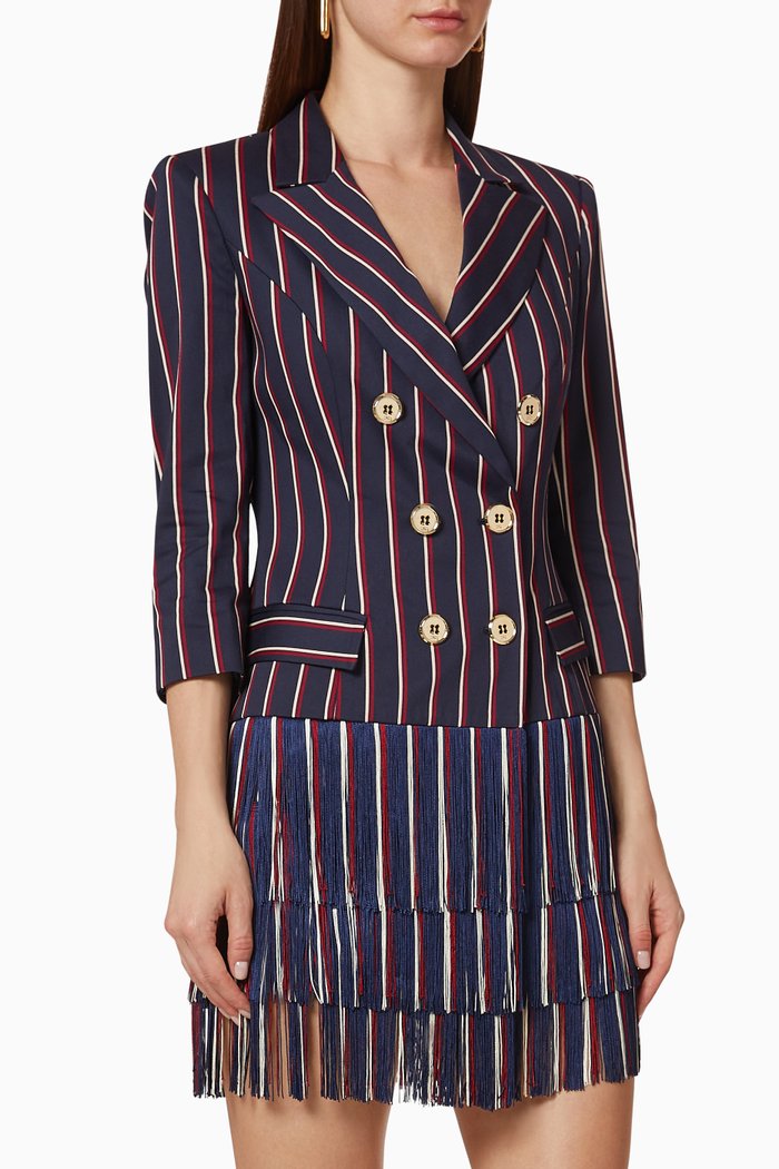 

Fringe Double-Breasted Dress, Blue