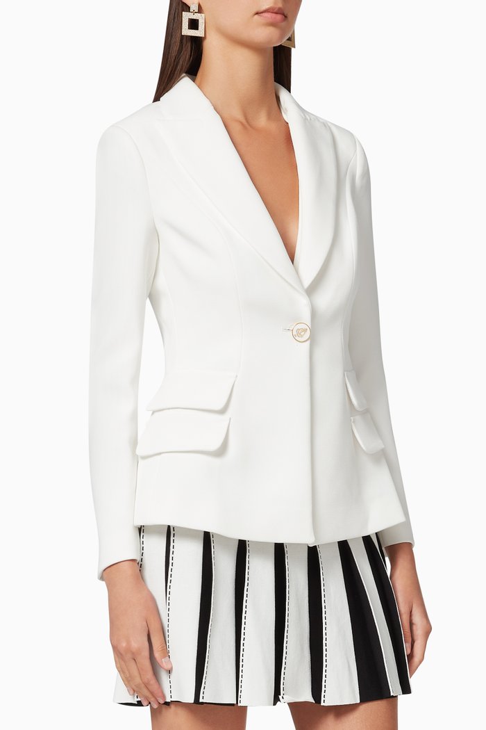 

Anchor Button Crêpe Jacket, White