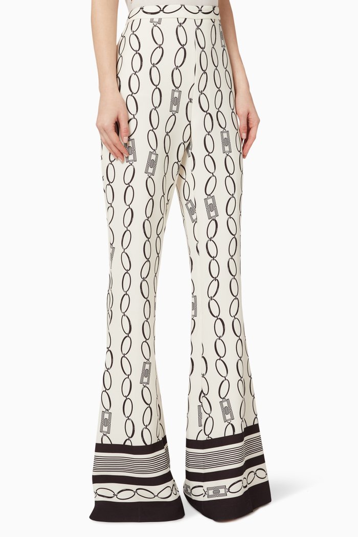 

Logo Chain Crêpe Flared Pants, White