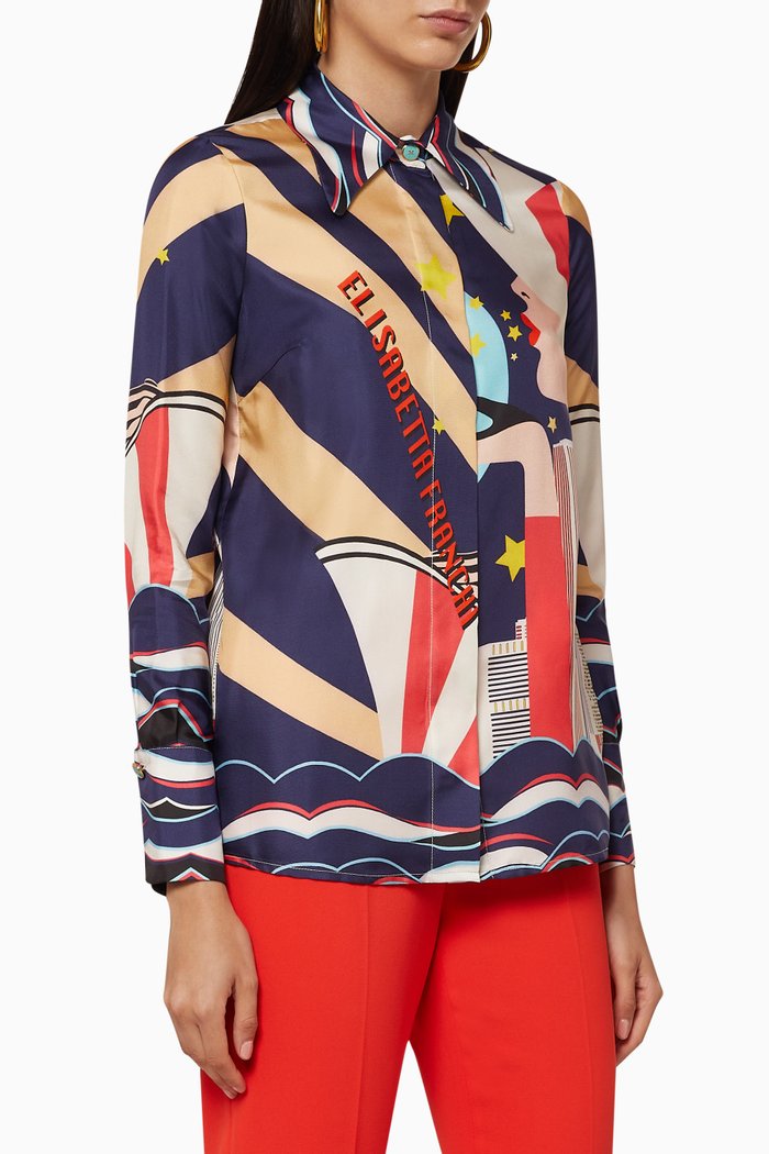 

Poster Print Silk Twill Blouse, Multicolour