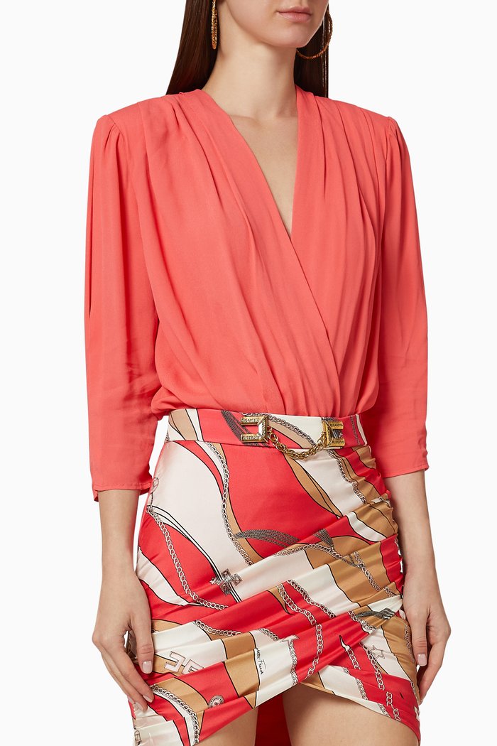 

Chiffon Wrap Bodysuit, Pink