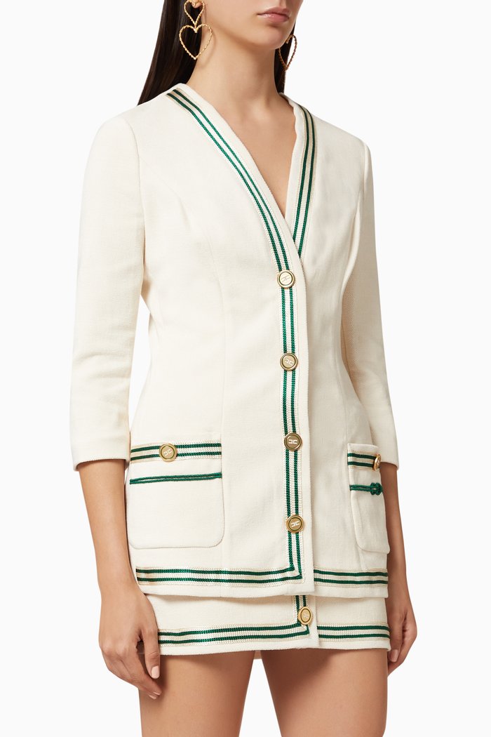 

Logo Buttoned Chenille Jacket, White