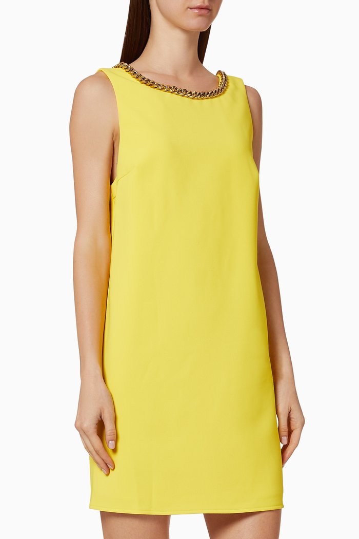 Chain Appliqué Boxy Dress, Yellow