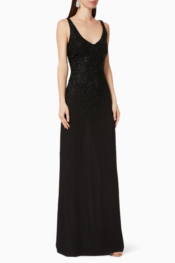 

Bead Embroidered Maxi Dress, Black