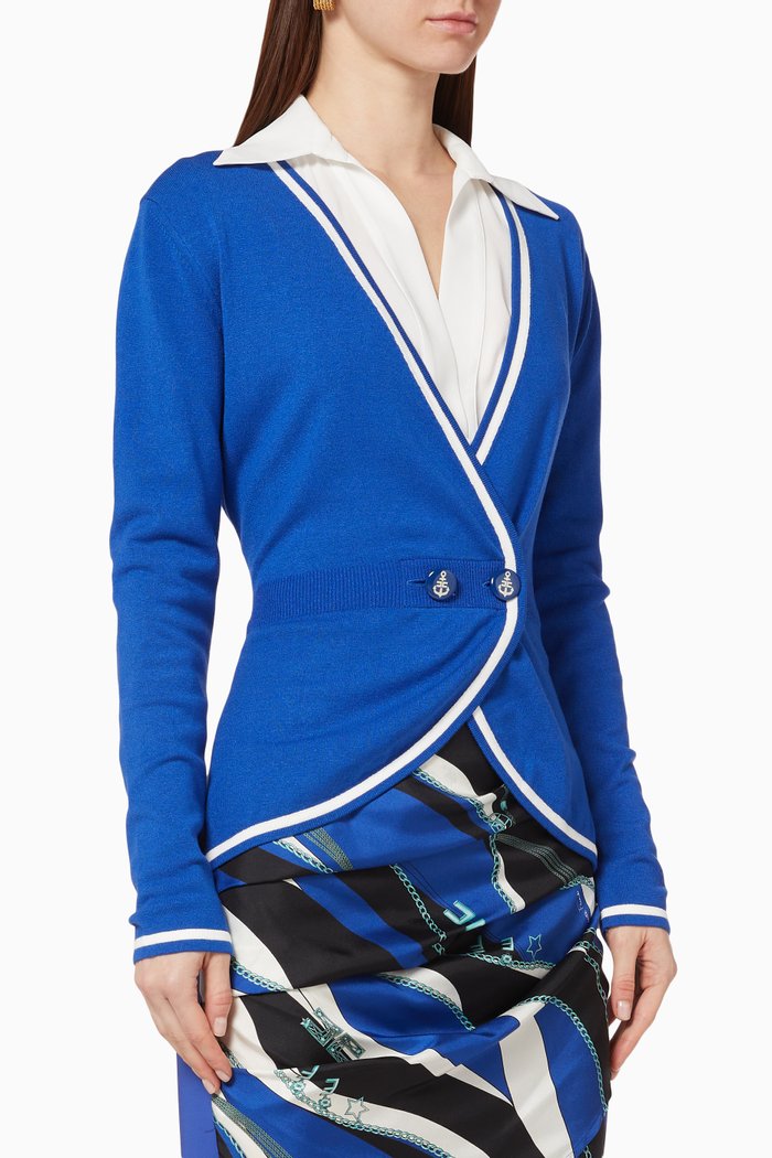 

Anchor Buttoned Knit Jacket, Blue