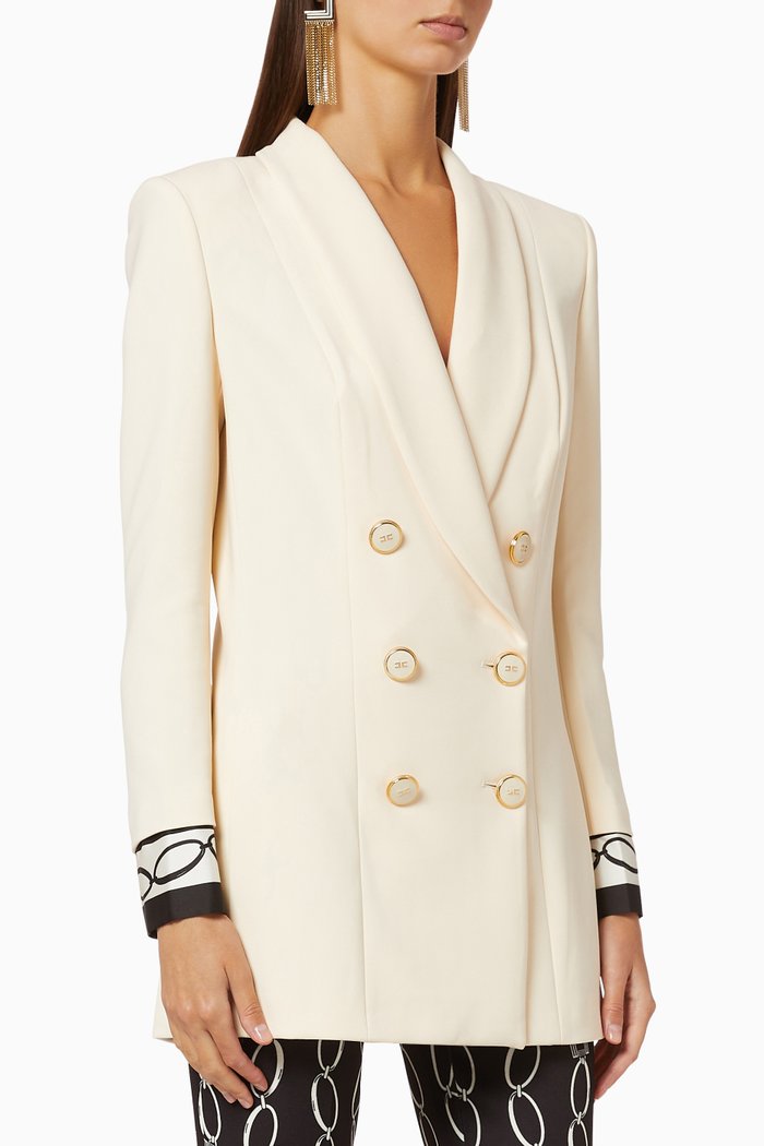 

Double-Breasted Long Jacket, White