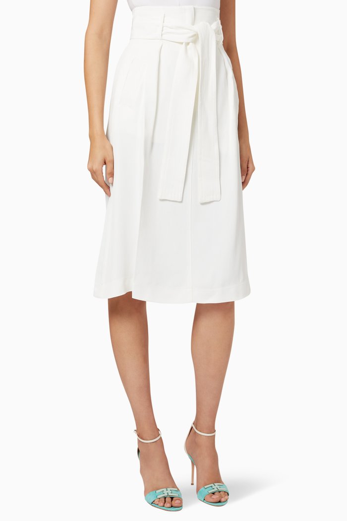 

Gabardine Midi Skirt, White