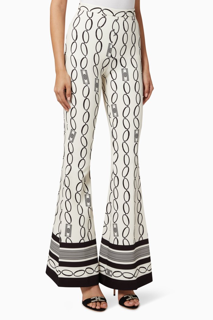 

Logo Chain Printed Flared Pants, Brown