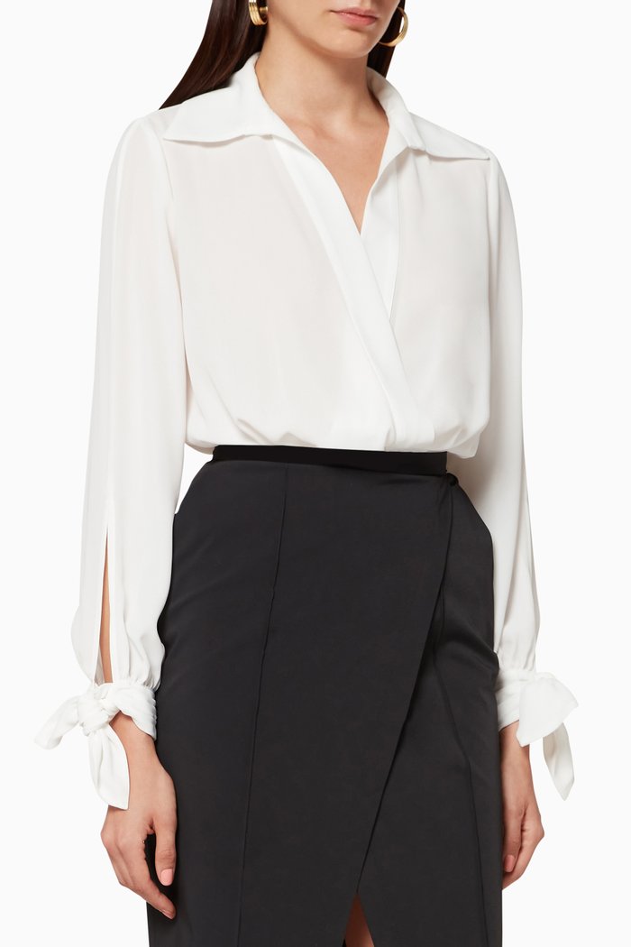 

Crêpe Wrap Bodysuit, White