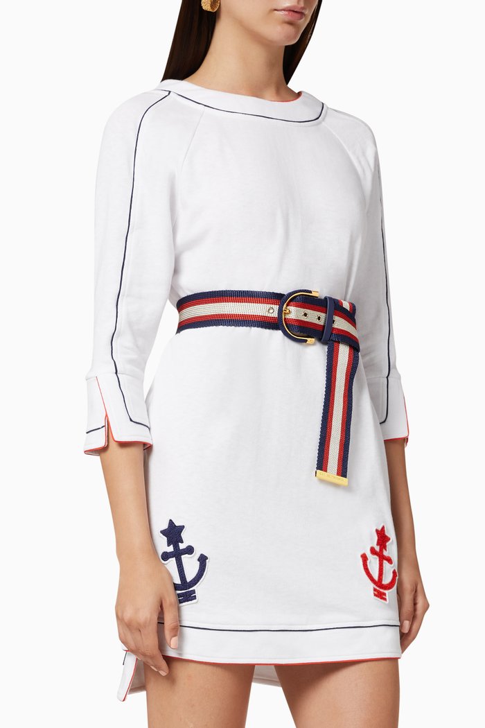 

Anchor Appliqués Cotton Dress, White