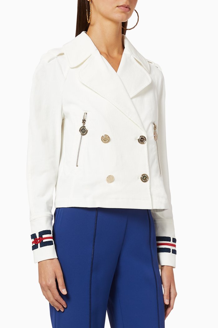 

Double-Breasted Crop Jacket, White