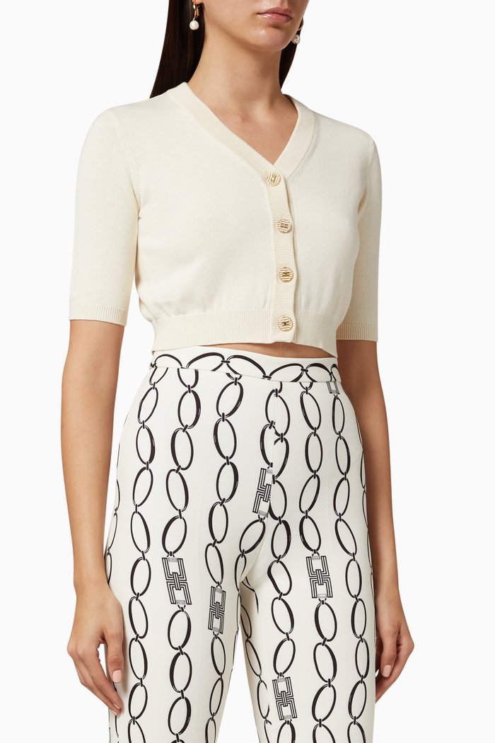 

Knit Crop Cardigan, White