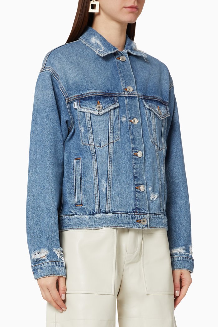 

Distressed Denim Jacket, Blue