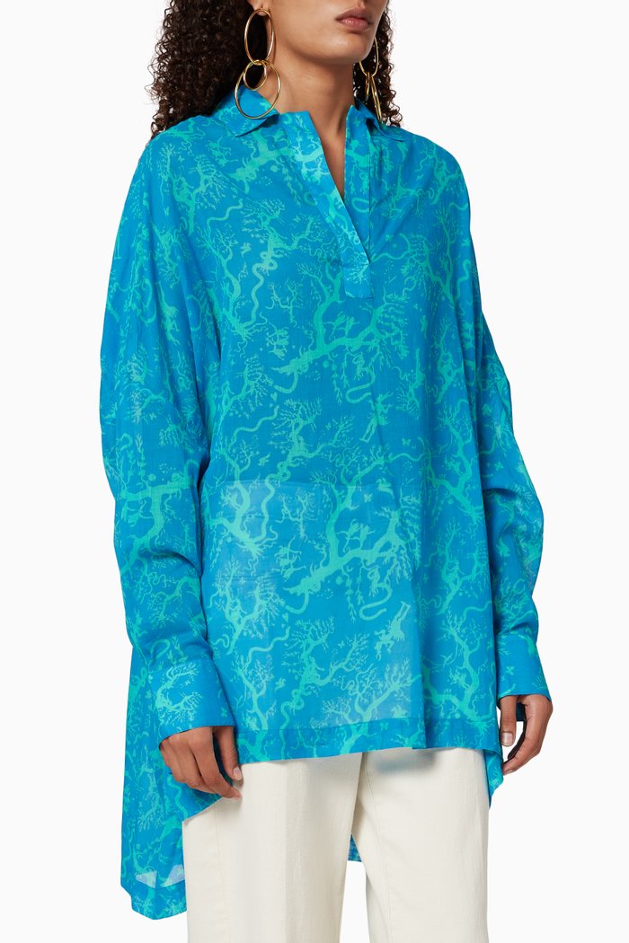 

Printed Over Blouse, Blue