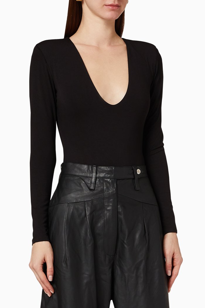 

Power Shoulder Bodysuit, Black