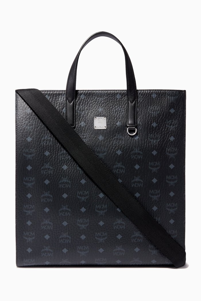 

Medium Tote Bag in Visetos, Black