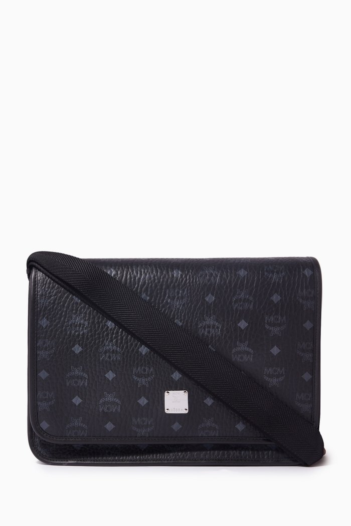

Medium Messenger Bag in Visetos, Black