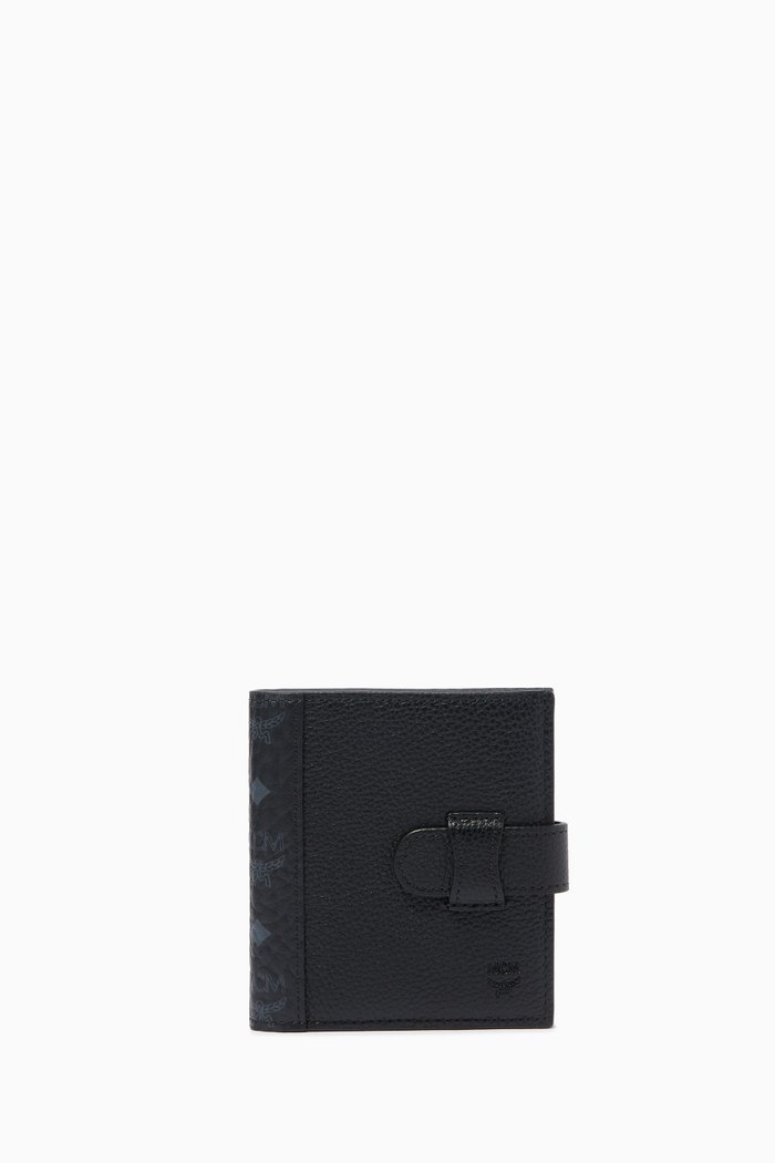 

Mini Flap Wallet in Visetos & Leather, Black